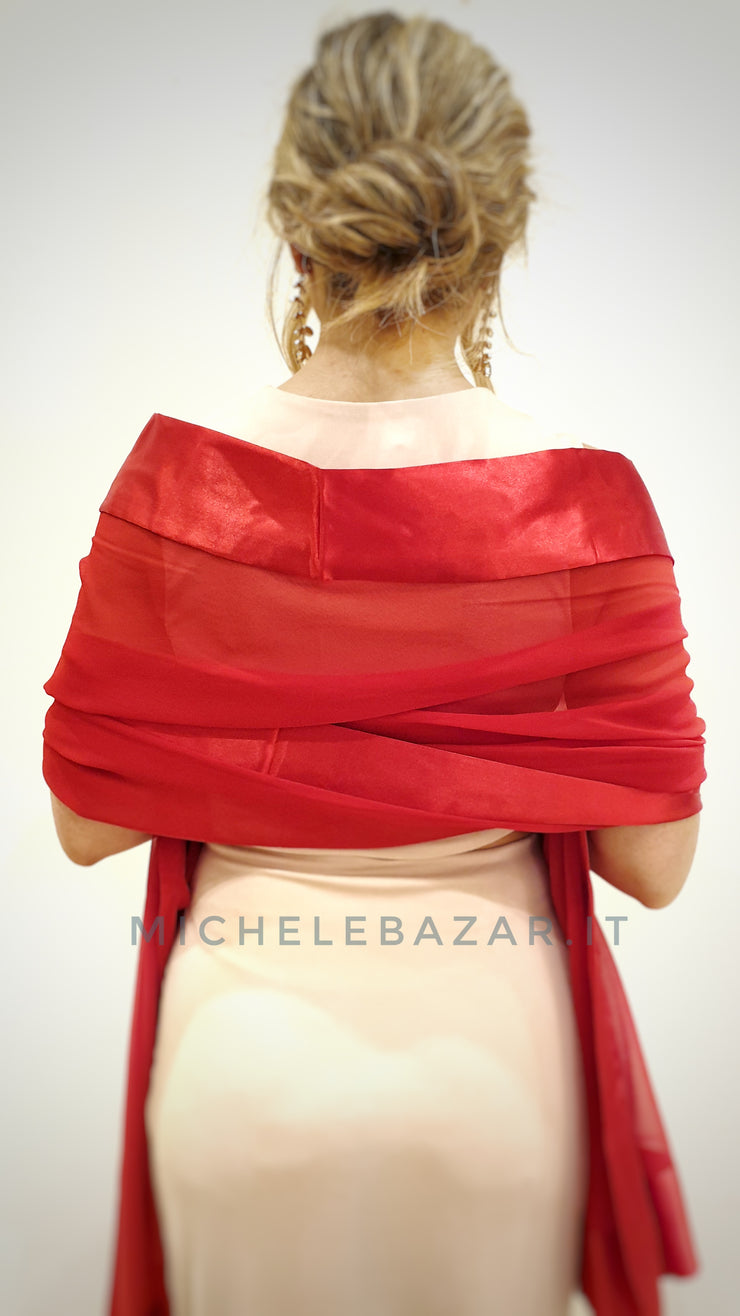 Stola con bordo in raso-Regina Schrecker Rossa