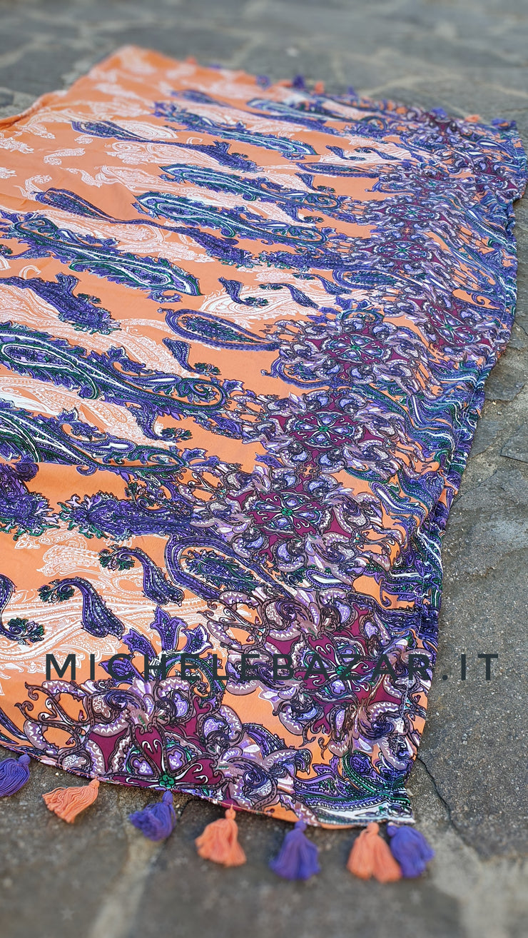 Telo mare in spugna fantasia-Arancio/viola