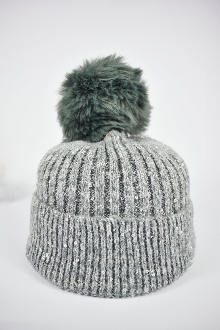 Cappello pompon paillettes