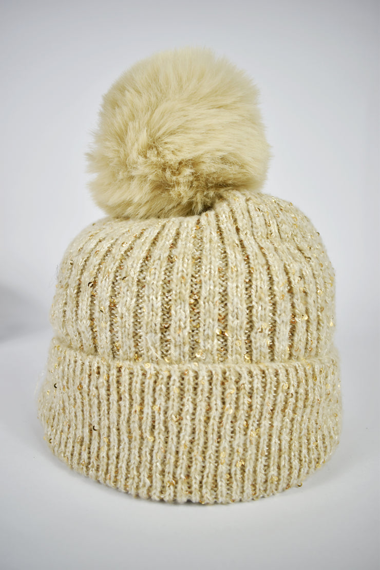 Cappello pompon paillettes