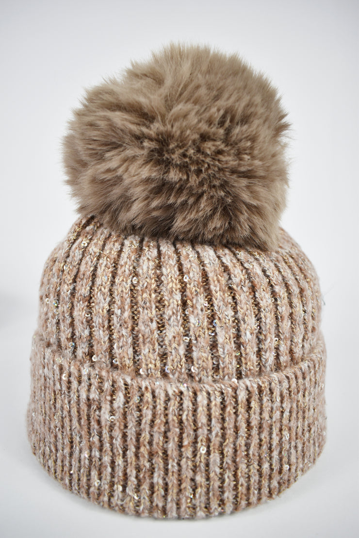 Cappello pompon paillettes
