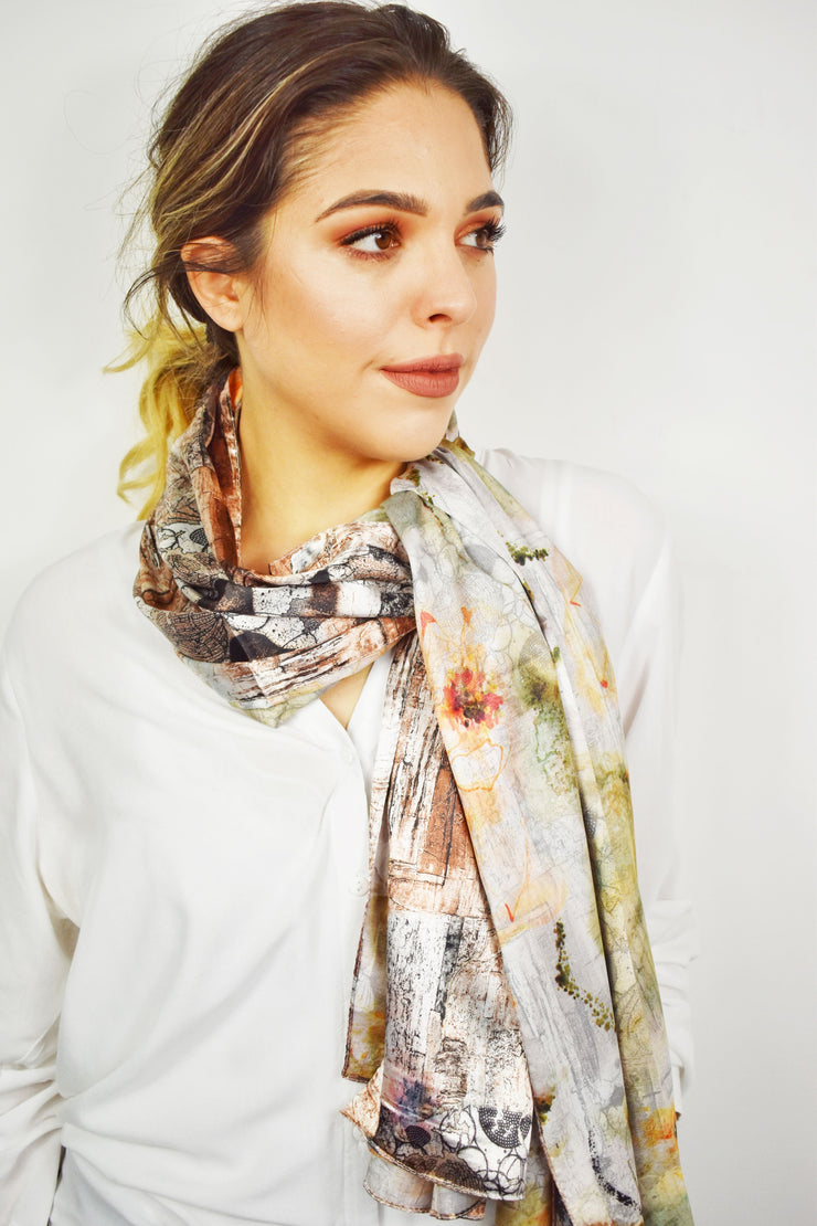 Foulard effetto seta toni marrone