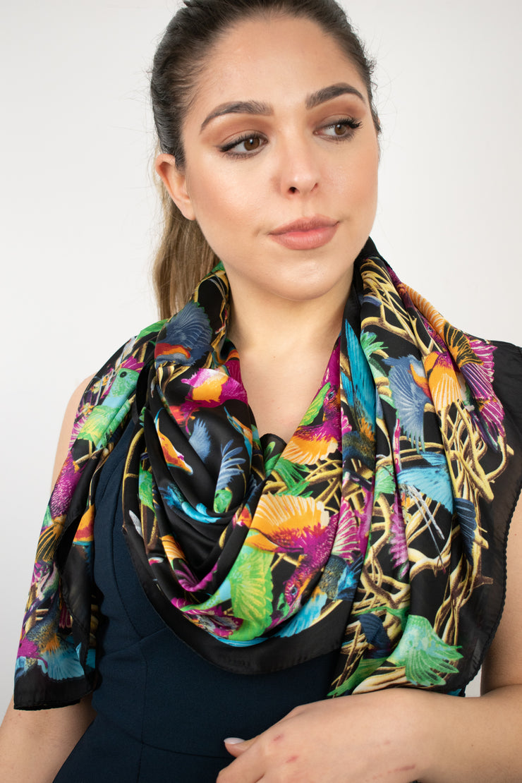 Foulard quadrato con colibrì
