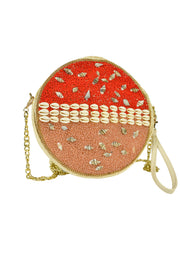 Pochette tonda conchiglie rossa
