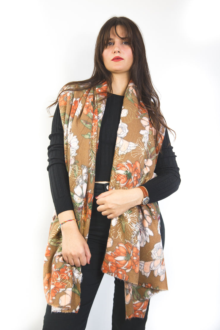 Sciarpa Fiori oro
