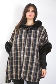 Mantella quadri con cappuccio